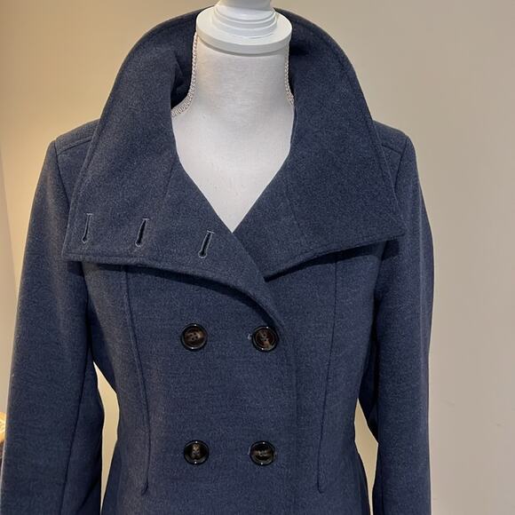 BLACK RIVET Classic Pea Coat Double Breasted Navy M Medium Lined Pockets Classy - Picture 2 of 16